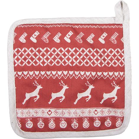 Manique de Cuisine en Coton Rouge Carrée pour Four et Plats Chauds 20 x 20 cm - PANGIVO (1/3)