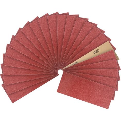 Papier de Verre, Papier Abrasif 80 Grains Utilisé pour polir le métal le bois les voiture, 24 Pièces Papier à Poncer 9x3,6 pouces (23x9cm)