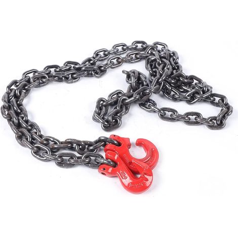 Hebekette mit Haken, 3 m / 8 mm Stränge, Kettengehänge Anschlagkette 1 Strang, zum Heben von Maschinen, Gebäuden, Bautechnik, Schiffen, Fabrikheben