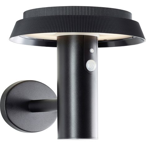 Brilliant LED Außen-Wandleuchte Alvero Außenlampe mit Solar, 21 cm, 500 lm, 3000 K, Metall, schwarz (1/5)