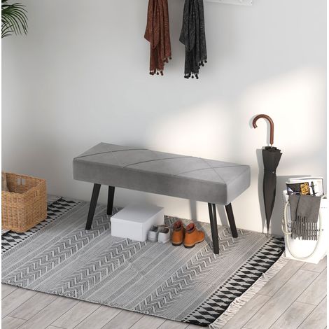 MEUBLIV Banco acolchado 100x36x45 cm gris – asiento capitoné, sin colchón (1/5)
