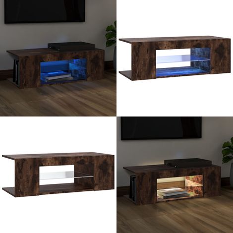 Meuble TV avec lumières LED Chêne fumé 90x39x30 cm - Meuble Tv - Meuble Téléviseur - Télévision - Unité Murale - Armoire Multimedia - Home & Living (1/5)