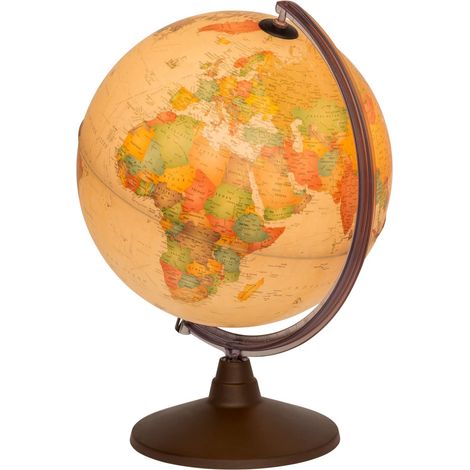 Idena 22904 - Mappamondo illuminato, stile antico, con illuminazione a LED e interruttore on/off, diametro circa 30 cm, immagine mappa fisica e politica (1/5)