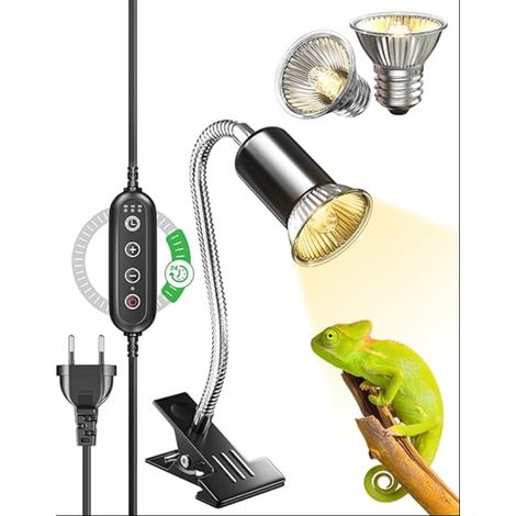 Lampe Chauffante Tortue, Terrarium pour avec Clip, Reptiles Rotative à 360° Lézards, Serpents, Caméléons, Ampoules E27 Incluses (1/5)