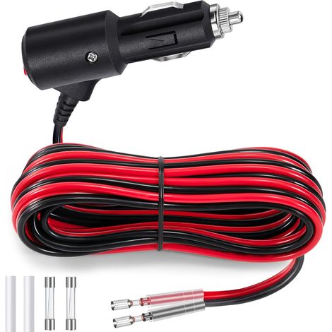 Rallonge Allume Cigare 12 V/24 V Prise Allume Cigare Mâle avec Interrupteur ON/OFF 14 AWG Câble d'extension Alimentation avec Fusible 15A pour Voiture Camion Bateau (1/5)