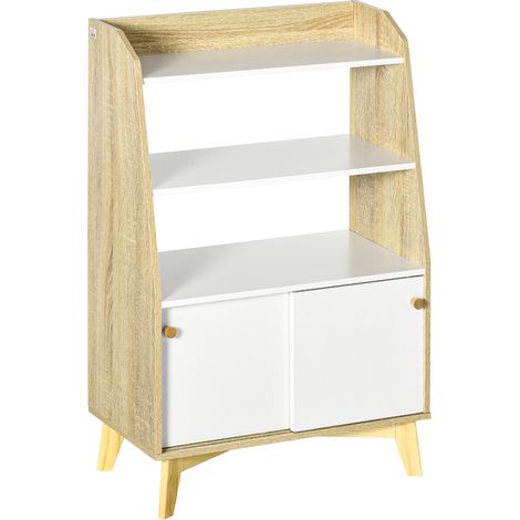 Mobilier de Salon avec Étagère Ouverte à 2 Niveaux et Armoire à 2 Portes, en Aggloméré et Bois de Pin, 58x30x93 cm (1/5)