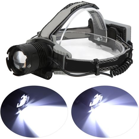 Lampe frontale XHP70, lampe frontale à chargement USB, lampe dure avec bandeau, affichage numérique, zoom,DUBUNS (1/5)