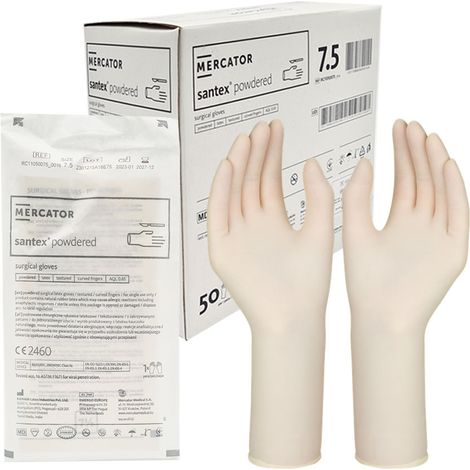 Gants chirurgicaux stériles en latex poudrés Mercator Santex, taille 7,5, 50 paires (1/5)