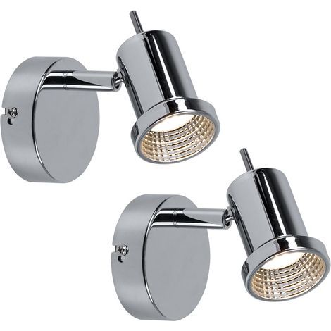 Spot mural orientable LED chrome – Lot de 2 appliques – 5W 400lm blanc chaud – Ajustable pour éclairage ciblé – Classe de protection IP20 (1/5)