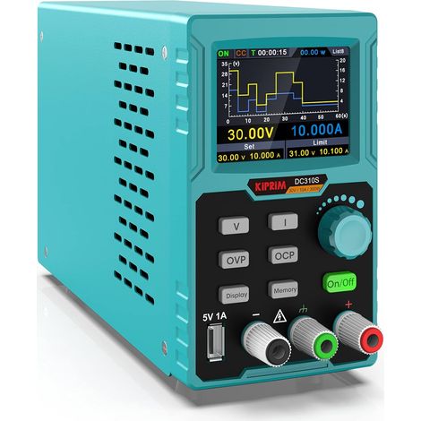 Alimentation de Laboratoire 0-30V 0-10A Alimentation Stabilisée DC Réglable et Programmable avec Affichages Multiples Protections Multiples Port USB DC310S