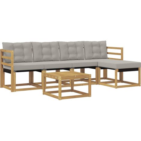 Outdoor Sofa Set with Cushion 6 pcs White and Light Grey vidaXL (1/5)