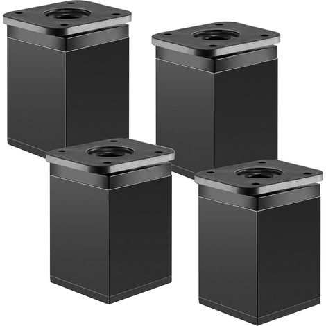 Set mit 4 höhenverstellbaren Möbelfüßen – Schwarzes Metall – Für Kleiderschränke, Sofas, Stühle, Tische, Couchtische, TV-Möbel und Nachttische – Höhe: 60 mm (+ 20 mm) (1/5)