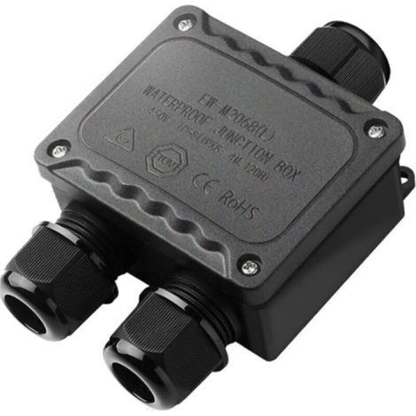 Boîte de dérivation étanche IP68 3 voies pour l'extérieur pour petit boîtier électrique noir de Ø9mm-Ø12mm de diamètre pour l'extérieur lumière jardin piscine (1/4)