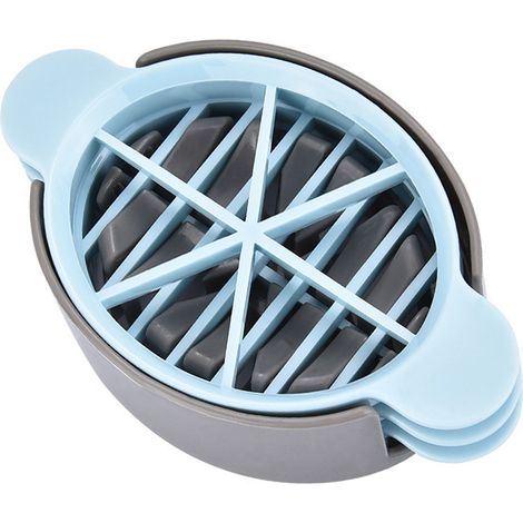Cortador de huevos de plástico, 6 ranuras, 3 líneas, cortador de huevos para huevos duros, utensilios de cocina, azul (1/5)