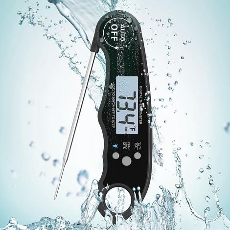 (Schwarz) Digitales Küchenthermometer, Sofortablesendes Fleischthermometer, Lange Sonde, Großer Schlitz, Doppelmagnetisches Ofenthermometer für Fleisch (1/5)