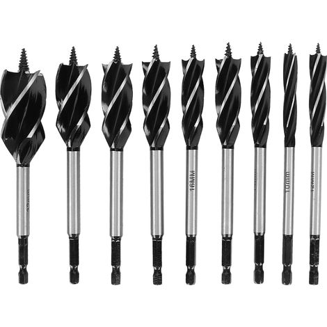 9 pièces Mèches à Bois Acier Carbone Hexagonal 4-Flûtes 4-Gorges pour Travail du Bois (1/5)