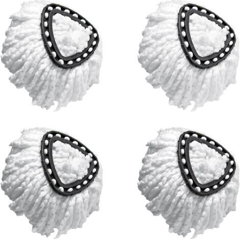 Lot de 4 têtes de vadrouille de rechange de qualité supérieure pour vadrouille magique rotative à 360°, compatible avec Vileda EasyWring et Clean Turbo Classic Tête de rechange 2 en 1 Turbo Mop, Blanc