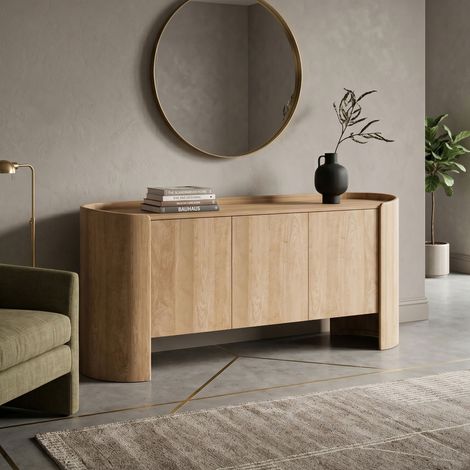 Buffet 4 portes 165x45x75cm en bois de manguier naturel - SEITO (1/5)