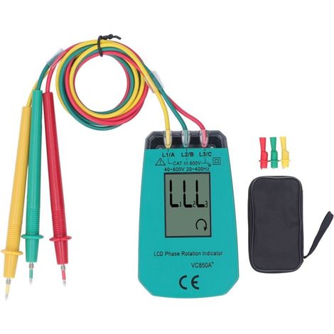 Trywise Testeur de séquence triphasé avec écran LCD, détecteur de rotation de phase, 40 à 600 V pour les tests (1/4)