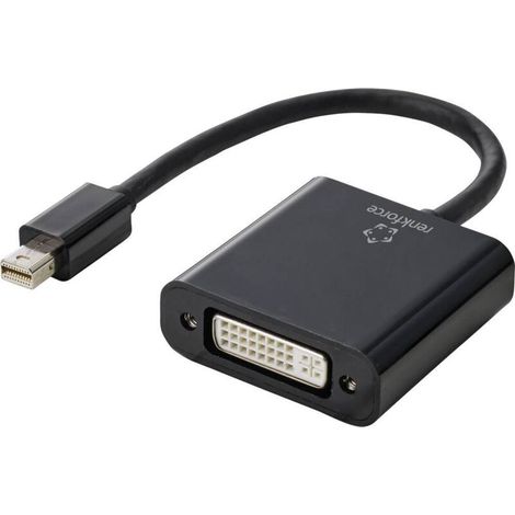 Trywise RF-4769258 DisplayPort / DVI Adaptateur [1x Mini port Display mâle - 1x DVI femelle 24+5 pôles] noir gaine en PVC 15.00 cm Y618502 (1/3)