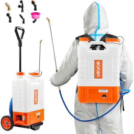 Pulvérisateur à Dos avec Chariot, Pression réglable 0-94 PSI, réservoir 15 L sur Roues, avec 8 Buses, 2 Baguettes, Couvercle à Large Ouverture pour Jardin, désherbage, pulvérisation, Nettoyage (1/5)