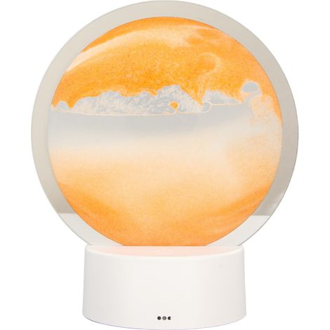 Tableau de sable animé, cadre rond en verre transparent 3D, éclairage dynamique alimenté par piles USB, jaune, pour bureau, café ou maison. (1/5)