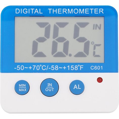 Termometro Digitale Interno Esterno – Display LED con Allarme MAX/MIN, Sonda Esterna -50°C a 70°C – ABS Resistente – Design Compatto – Ideale per Casa e Serra (1/5)