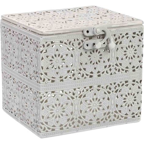 Caja de metal blanca 12.5x12.5x11.5h cm