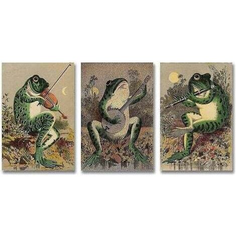 lustige Poster fürs Badezimmer, Frosch-Kunstposter, Leinwandbild, Vintage-Frosch
