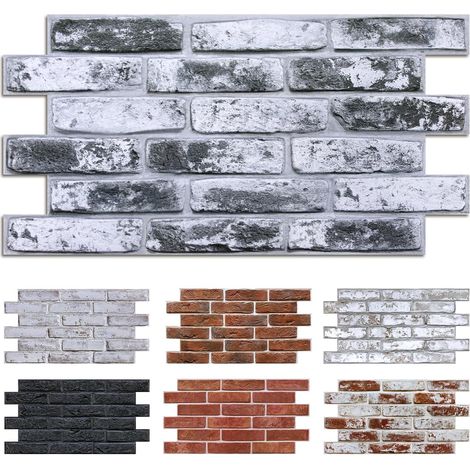 12 Pièces Panneaux muraux 3D Autocollants, 3 MM D'épaisseur, Aspect Brique Pierre, 58 x 30 cm, Revêtement Mural PVC pour Salon, Cuisine, Chambre à Coucher, Intérieur (1/5)