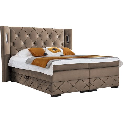 Lit boxspring Historia, Kameleon 09, Continental, Double, 160x200, Tissu, Disponible, 208x212x138cm, LED: Disponible (1/5)