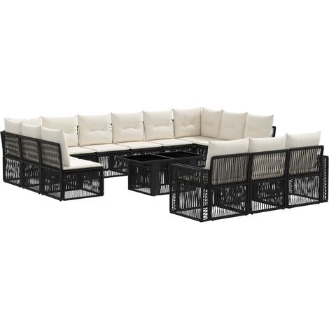 Ensemble de canapé de jardin 14 pc Noir et blanc crème vidaXL (1/5)
