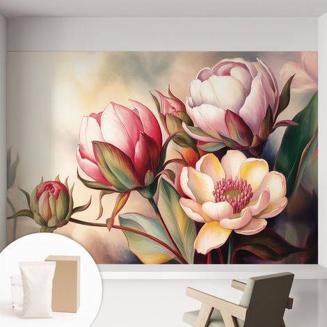 Tapete Dekorative Vliestapete mit Klebe für Wand - Mustertapete - moderne Einrichtung - für Büro Blumenstrauß 152x104 cm (1/5)