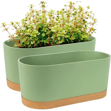 Fensterboxen Pflanzgefäße selbstbewässernd Ablauflöcher Grün 40.6cm (1/5)