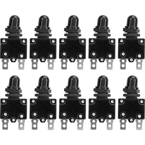 10 rückstellbare Sicherungen 125–250 V AC, 65 V DC, 5 A, Silberkontakt, PC-Gehäuse, Überlastschutz mit wasserdichter Kappe (1/5)