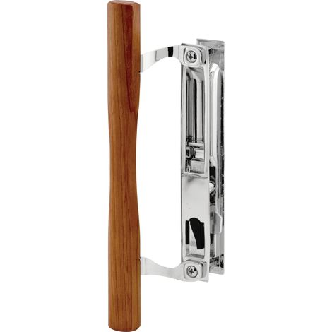 Lot de 1 poignée de porte coulissante chromée, 16,5 cm, construction moulée sous pression, plaquée, poignée en bois, 16,5 cm (1/5)