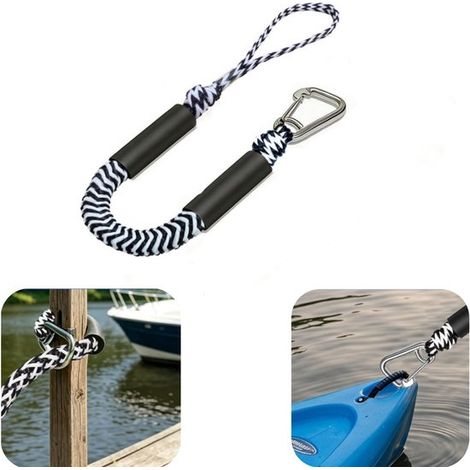 Corde élastique Corde de kayak Corde d'amarrage Corde d'arrimage pour canoë (noir, 120 cm) (1/5)