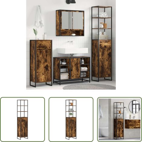 Holzschrank - Badezimmerschrank Raucharbe 40 x 30 x 180 cm Holzwerkstoff (1/5)