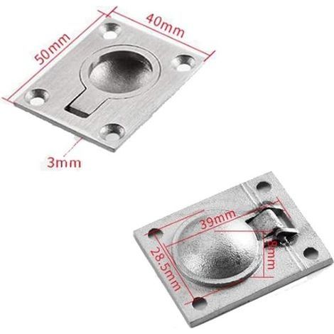 Hebevorrichtung, Edelstahl-Schiffsgriff, versenkte Bootsluke, versenkter Hebegriff mit 8 Schrauben (2er-Pack, 49 x 39 mm) (1/3)