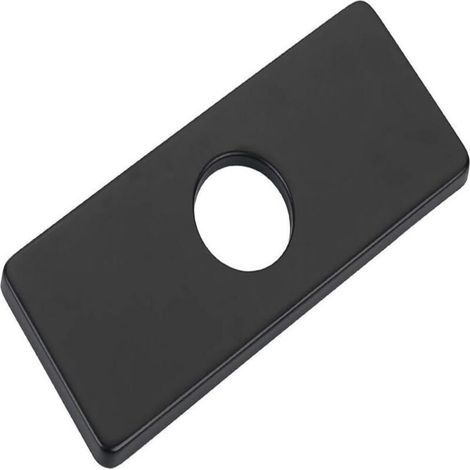 Plaque de robinet, cache-trou de robinet de cuisine en acier inoxydable noir, cache-trou rectangulaire pour robinet d'évier de cuisine (15,5 x 6 cm). (1/5)