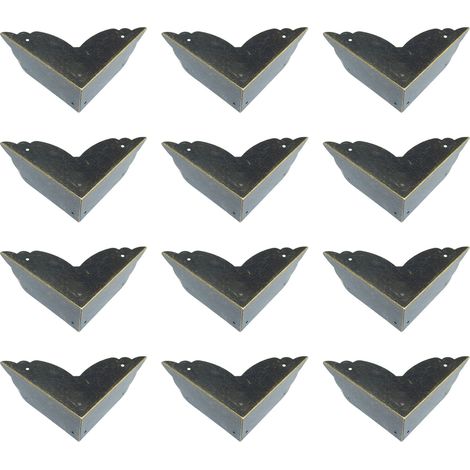 Set di 12 protezioni angolari in metallo vintage per mobili in stile antico, per portagioie da tavolo