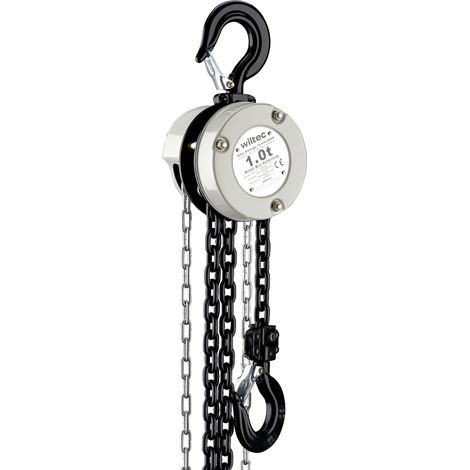 Wiltec Mini Kettenzug bis 1 t, robuster Handkettenzug 3 m Hubhöhe, Tragmittel mit 3 m Lastkette, Hebezeug manuell, hochbelastbares Hebemittel
