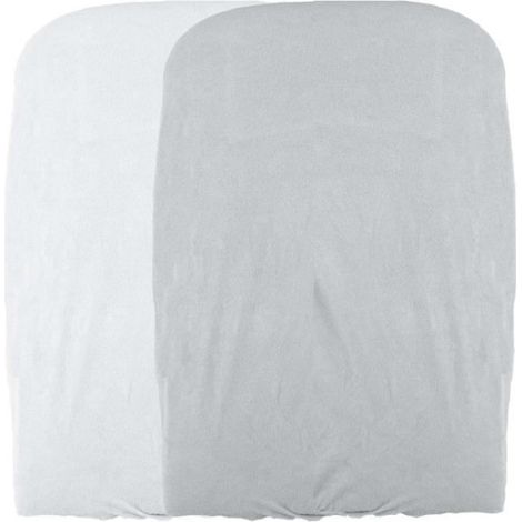 Lot de 2 housses de matelas a langer - Blanc / Perle - 50 X 75 cm