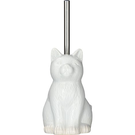 Wenko – Brosse WC céramique blanche avec tête en silicone 7,5 cm – Nettoyage hygiénique – Dimensions 14 x 22 x 17 cm (1/4)