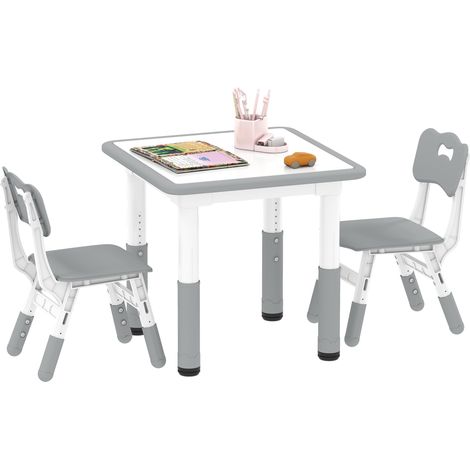 Ensemble table et 2 chaises pour enfants, hauteur réglable, pour 18 mois à 5 ans, facile à nettoyer (1/5)