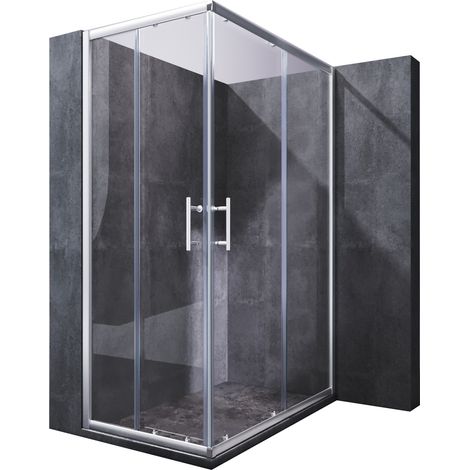 SONNI Duschtüren Eckeinstieg Duschkabine Doppel Schiebetür Klarglas Dusche 120X70x185cm ESG Schnellfreigabefunktion Spritzwasserschutz (1/5)