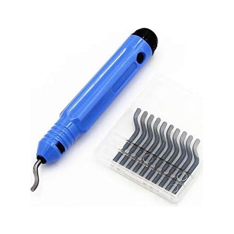 MIMOSON-Deburring Tool, NB1100 Glitch Handle with 10 BS1010 S10 Blade Set Manual Deburring Tool, Handy Burr Remover for Aluminum, Copper and Steel Metal, Plastic, PVC (1/5)