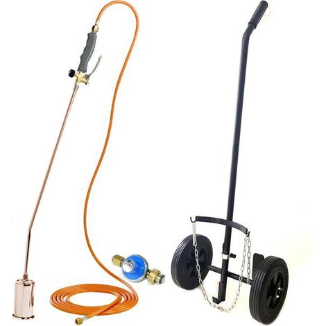 Kemper – Désherbeur thermique gaz avec brûleur 60 mm – Tuyau 5 m – Chariot à roues pour bouteille propane 13 kg – Détendeur inclus (1/5)
