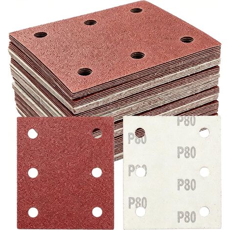 60 Pièces 115 x 101mm Papier Abrasif pour Ponceuse 80 Grain (1/5)