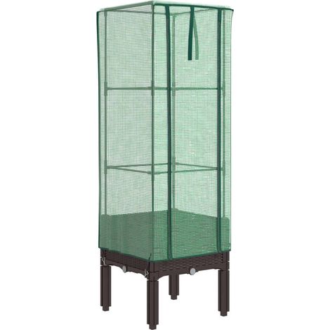Maison Exclusive - Hochbeet mit Gewächshaus-Aufsatz Rattan-Optik
